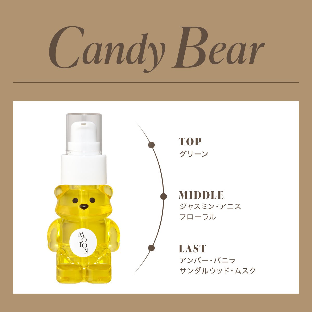 公式 MOTON(モトン) クマの形をしたヘア&ボディミスト 4種 / ハニーヘアオイル 1種 - MOTON公式オンラインストア